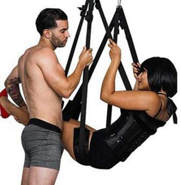 Updated Adjustable Durable Luxury Heavy Duty S&ēx Swing Kit 360 Degree Spinning Swings Couple Game Set – Support 800 lbs Load Capacity-Aadült Couple Play-Black