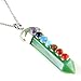 BEADNOVA 7 Chakra Natural Green Aventurine Gemstone Necklace Hexagonal Healing Pendant Necklace Stainless Steel Chain 18