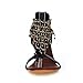 Carol Shoes Fashion Women's Tassels Zipper Chains Beaded T-straps Bohemian Style High Heel Wedges Sandals