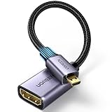 UGREEN Micro HDMI to HDMI Adapter, Micro HDMI to HDMI Nylon Braided Cable Male to Female Supports 1080P 4K/3D, Compatible for GoPro Hero 7 Raspberry Pi 4 Sony A6000 Camera Nikon B500 10 Inches