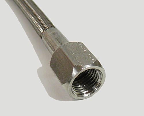6' by 1/4" FJIC PTFE Lined Braided SS304 Hose for Closed Loop Extractors