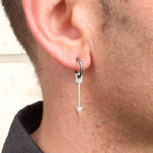 Amazon.com: Single Mens Arrow Earring - Black Hoop Dangle ...