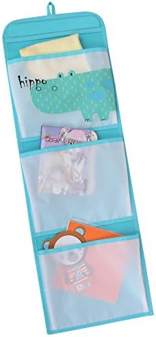 Kids Safari Hippo Hanging Wall Pockets, Blue