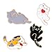 Winzik Novelty Brooch Pin Set 4pcs Cute Cartoon Cat Kitten Pattern Enamel-liked Lapel Pins Set Badges Ornaments for Women Girls Clothes Bags Backpacks Decor