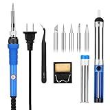 7-in-1 Soldering Iron Gun with Adjustable Temperature, KEDSUM 60W Electric Welding Iron Kit with Cleaning Sponge, 5pcs Tips, Desoldering Pump, Solder Wire, Anti-static Tweezers