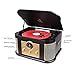 D&L Vinyl Record Player, Wood 7-in-1 Bluetooth Phonograph, Built-in 9W Stereo Speakers, CD/MP3 Player, FM Radio, USB/SD Play & Encoding,Turntable Vinyl Records(Updated Black)thumb 1