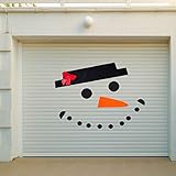 PAMASE Snowman Face Christmas Garage Door Decoration- DIY Snowman Non-Woven Archway Door Decoration with Hat Bow Eyes Nose Teeth for Window Car Decor