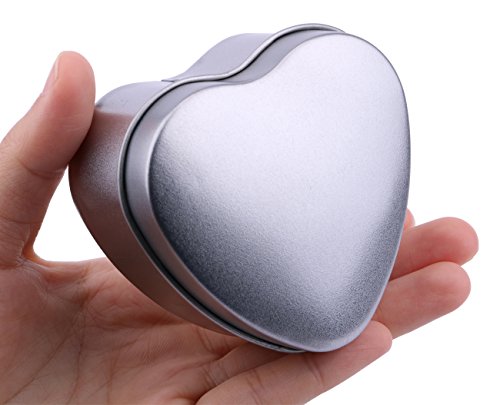Dedoot 5PCs Heart Shape Mini Metal Tinplate Decorative Gift Box Containers for Jewelry Storage,Treasure Collection,Wedding Candy Treat Gift Wrap Boxes Home Table Decoration (Silver)