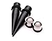 Steel Single Flare Tunnels with Black Acrylic Tapers Stretching Kit (7/8