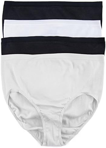 International Intimates Juniors Dream Cotton Full Coverage Brief Panties 4-Pack (Medium, Black/White)