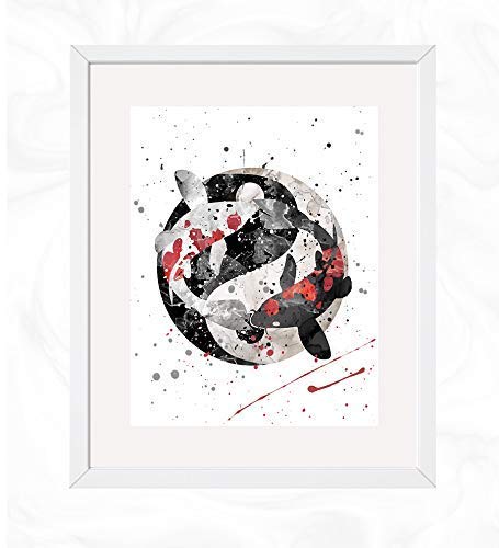Amazon Com Yin Yang Koi Fish Prints Oriental Watercolor Nursery