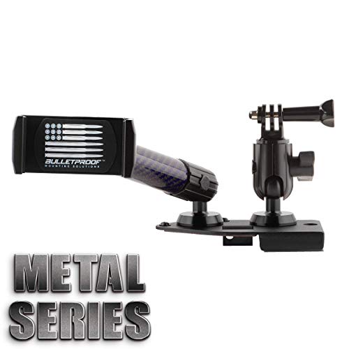 Dash Mount Cell Phone Holder for Jeep Wrangler JL and JT (2018+) with 2 Mounts for GoPro Camera and GPS Navigation with iPhone and Android Smartphone - Features Metal Base/Carbon Fiber Kevlar Arm