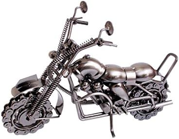 lanbing 12 inch Retro Classic Handmade Wrought Iron Motorcycle Model Bronze Collectible Art Sculpture Motorbike For Home Decor Creative Desk Table Decoration Ornaments Toys Gifts (gray)