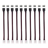 iCreating 10PCS LED 5050 RGB Strip Light Connector 4 Pin Conductor 10 mm Wide Strip to Controller Jumper Solderless Clamp On Pigtail Adapter for 5050 Color Changing Flexible LED Strip Light