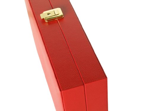Zaza & Sacci Backgammon Board Game Set - (16" Leather/Microfiber Case) - Red