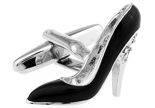 LBFEEL High-heeled Shoes Cufflinks for Women in Black and Red with a Gift