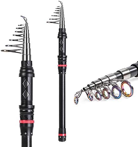 CAPACI Fishing Rod Reel Combos Carbon Fiber Protable Telescopic Fishing Pole with Full Kits Carrier Bag for Travel Saltwater Freshwater