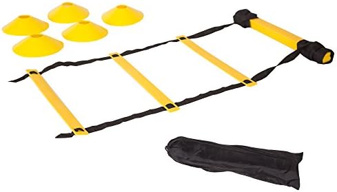 Quickness Training Equipment - Set of 15ft Speed Ladder, 10 Markers, 4 Pegs, Bag - For Faster Footwork And Better Movement Skills