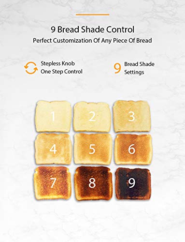 Toaster 2 Slice, Willsence Stainless Steel Bagel Toaster with Extra Wide Slots, LCD Display with 9 Bread Shade Settings and 6 Pre-set Programs (Defrost/Reheat/Cancel/Timer), Removable Crumb Tray, 900W - Thumbnail 3