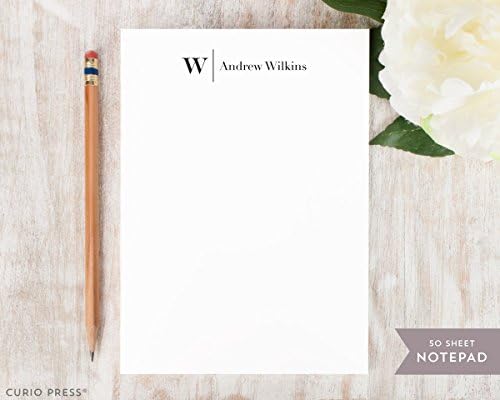 MODERN MONOGRAM NOTEPAD - Personalized Mens Professional Work Office Boss Stationery/Stationary Initial To-do List Note Pad
