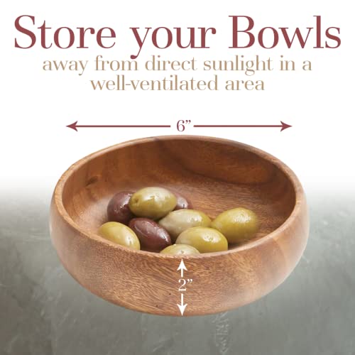 Woodard & Charles Acacia Wood Snack Serving Bowl, 6" x 2" (Set of 6) - Image 10