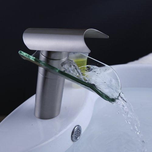 Aquafaucet waterfall bathroom sink faucet brushed nicke…