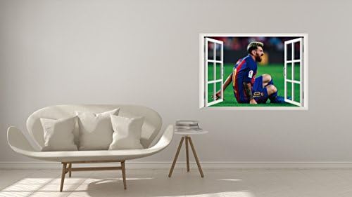 Messi 10 3D Effect - Brake Wall Effect 3D - Wall Decal For Room Boys Girls Unisex ((Wide 16’’x11’' Height))