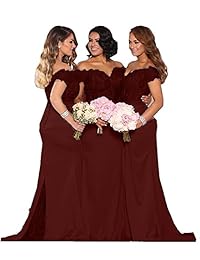 Fanciest vestidos de dama de honor de encaje para mujer, largos 2019