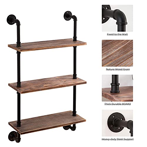 ROGMARS Industrial Pipe Wall Floating Shelves Rustic Industrial Pipe