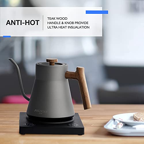 POLIVIAR Electric Gooseneck Kettle, 1200W Electric Tea Kettle w/teak