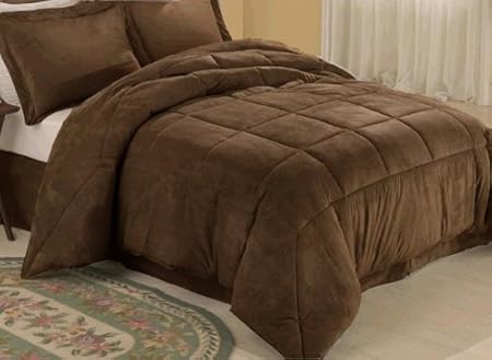 Chocolate Microsuede Down Comforter Alternative 4 Pc Bedding Set