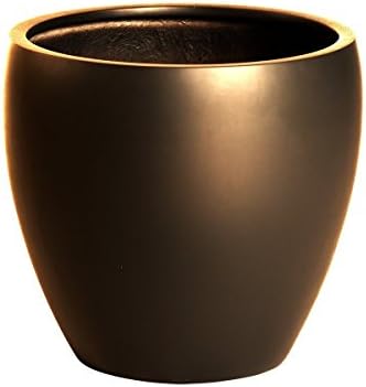 PurePots Tapered Round 2130, Modern Large Planter &amp; Plant Pot - Indoor &amp; Outdoor| Hand Crafted Commercial Grade Fiberglass | UV Resistant Paint (Metallic Bronze/ No Drainage Hole(s)/ Small)
