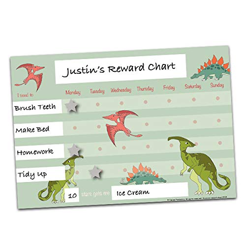 Dinosaur Reward Chart with reusable hook and loop stars by Cerise Publishing