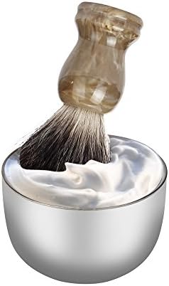 Shaving Set,Luxury Shaving Bowl,Stainless Steel Metal Men's Shaving Mug Bowl Cup For Shave Brush (E1)