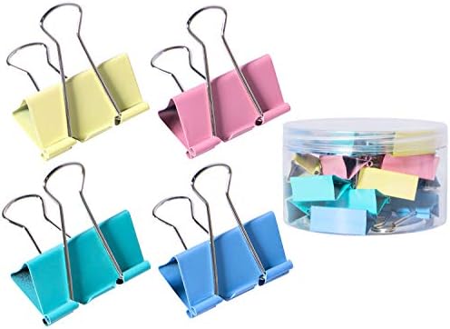 24 Pcs (1.6"/41mm) Large Binder Clips Paper Clamps, Paper Binder Clips Metal Fold Back Clips for Office, School and Home Supplies, Assorted Colors