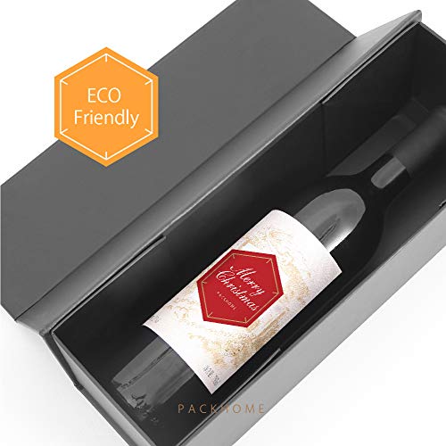 PACKHOME Wine Gift Boxes（13.5" x 4.5" x 4"）, Bottle Gift Boxes for Liquor and Champagne, Magnetic Closure Collapsible Gift Boxes (6 Boxes/Matte Black) - Thumbnail 3