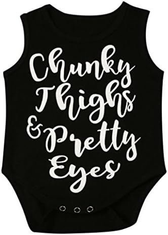 Baby Romper, Clearance! Quistal Newborn Boys Girls Clothes Letter Print Jumpsuit Vest Bodysuit (0-3 Months, Black)