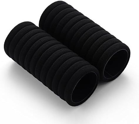 Set Of 24 Multicolor Hair Bands Ties Elastics Ponytail holders No Crease Thick Seamless Cotton Stretch Hair Ties Durable Headband for Women (Black)