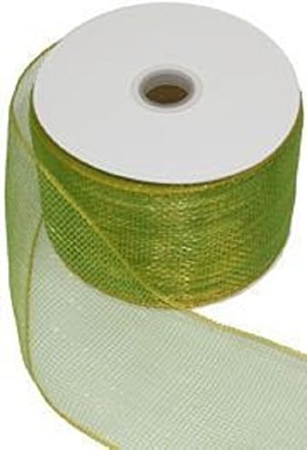Sinamay Mettalic Lime Green Ribbon/ Mesh Tape, 4in x 75ft
