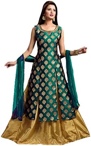 Aarna Fashion Women's Jacquard Saree (Green)