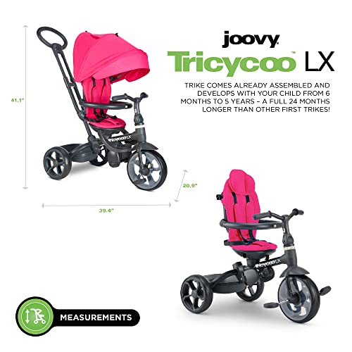 Joovy Tricycoo LX Premium Kids Tricycle with 8 Stages Featuring Chunky Front Tire, Removable and