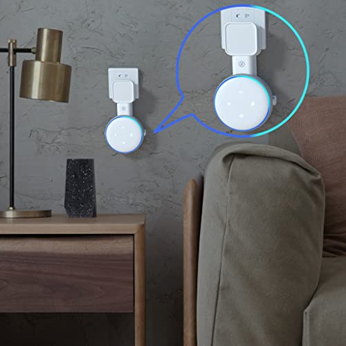 Outlet Wall Mount Holder,Plug Wall Mount Stand for Echo Dot 3rd Generation Smart Home Speaker Hanger for Alexa Without Messy Wires Space Saving No Screw No Muffled Sound(1Pack, White)