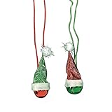 Fabric Santa Hat with Metal Jingle Bell Necklaces - 1 Dozen - Christmas Party