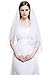 Wedding Bridal Veil with Comb 2 Tier Cut Edge Fingertip Length 35