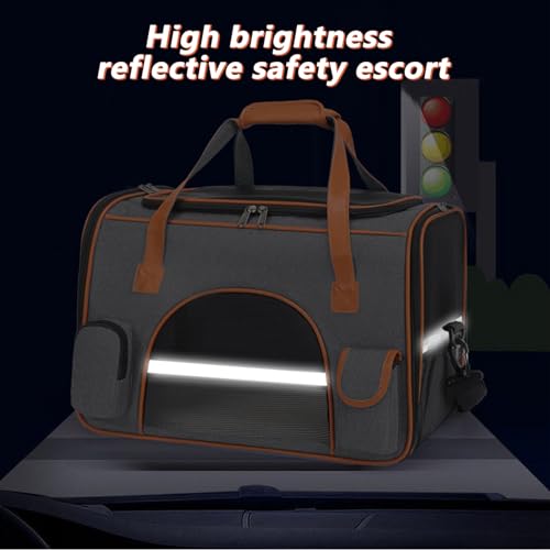 Transport Bag for Dog Cat, 45 x 28 x 25 cm, Airplane Transport Bag, Small Size with Removable Mat, Foldable Soft and Breathable Backpack for Travel Pets