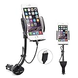 [Upgraded] AUOPLUS Cigarette Lighter Phone Holder Car Mount Charger 3.1A Dual USB Ports with Built-in Charging Cord Compatible with iPhone