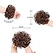 AISI QUEENS 100% Human Hair Bun Extensions 2PCS Curly Wavy Messy Bun Hair Extension Scrunchies Elegant Chignons Wedding Hair Piece for Women and Kids(Color:4# Medium Brown)