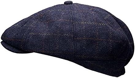Heritage Traditions Wool Tweed Panel Peak Newsboy Cap Hat Blue