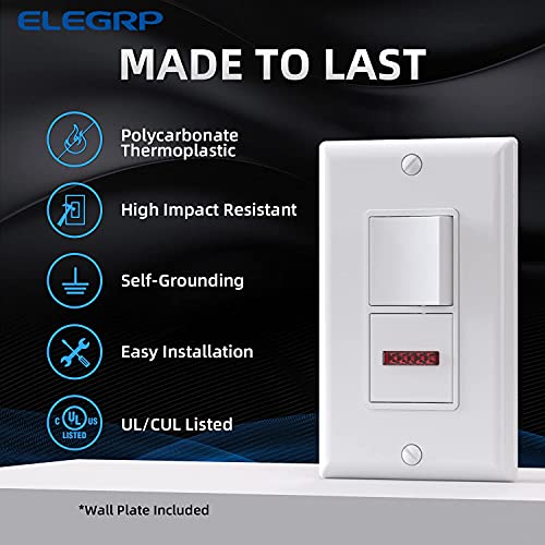 ELEGRP Single Pole Illuminated Light Switch, Lighted Decorator Switch