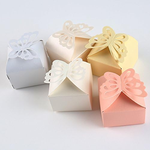 Gumind 50pcs Candy Boxes Bow-knot Bonbonniere with 5 Colors for Christmas Wedding Party Birthday Bridal Shower Decoration